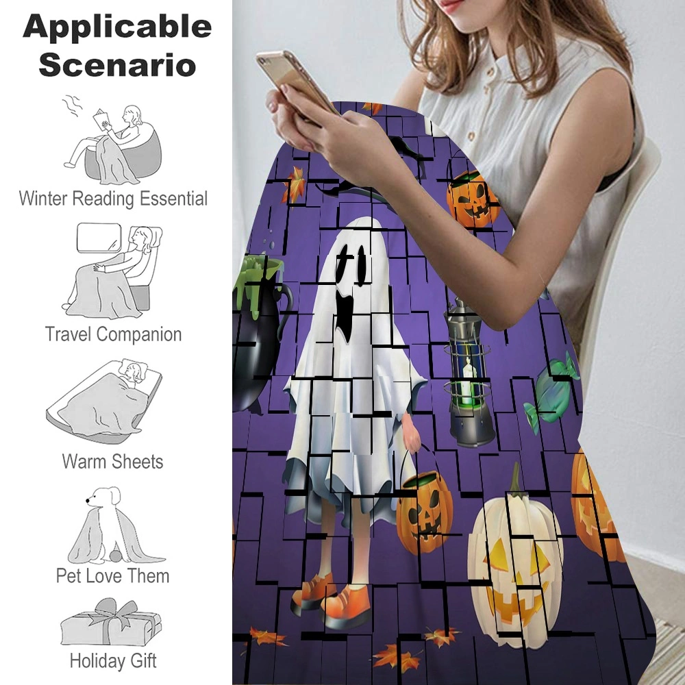 Halloween Blanket with Pillow Case,Bat Blanket for Bedroom Room Dorm Party Decor,#258,32x48''