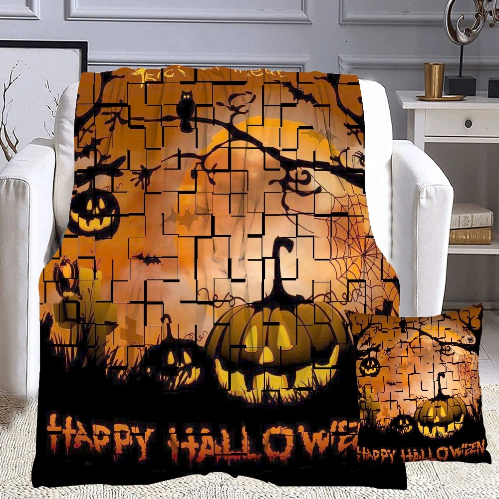 Halloween Blanket with Pillow Case,Bat Skull Blanket for Bedroom Aesthetic,#274,32x48''