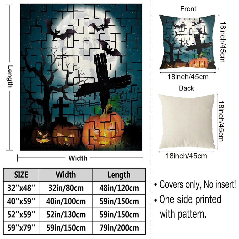 Halloween Blanket with Pillow Case,Bat Skull Blanket for Bedroom Living Room College Dorm Halloween Decor Decorative Blanket,#285,32x48''