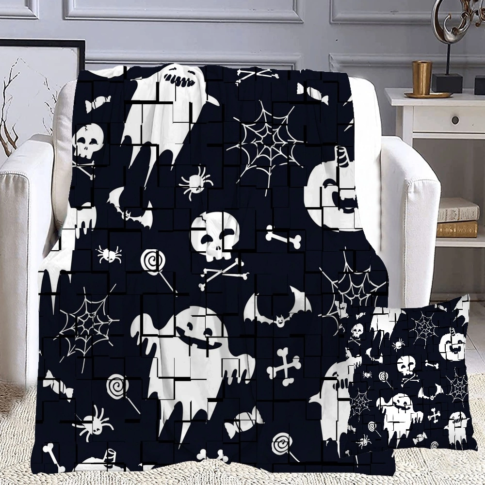 Halloween Blanket with Pillow Case,Bat Tomb Blanket for Bedroom Room Dorm Home Decor,#313,32x48''