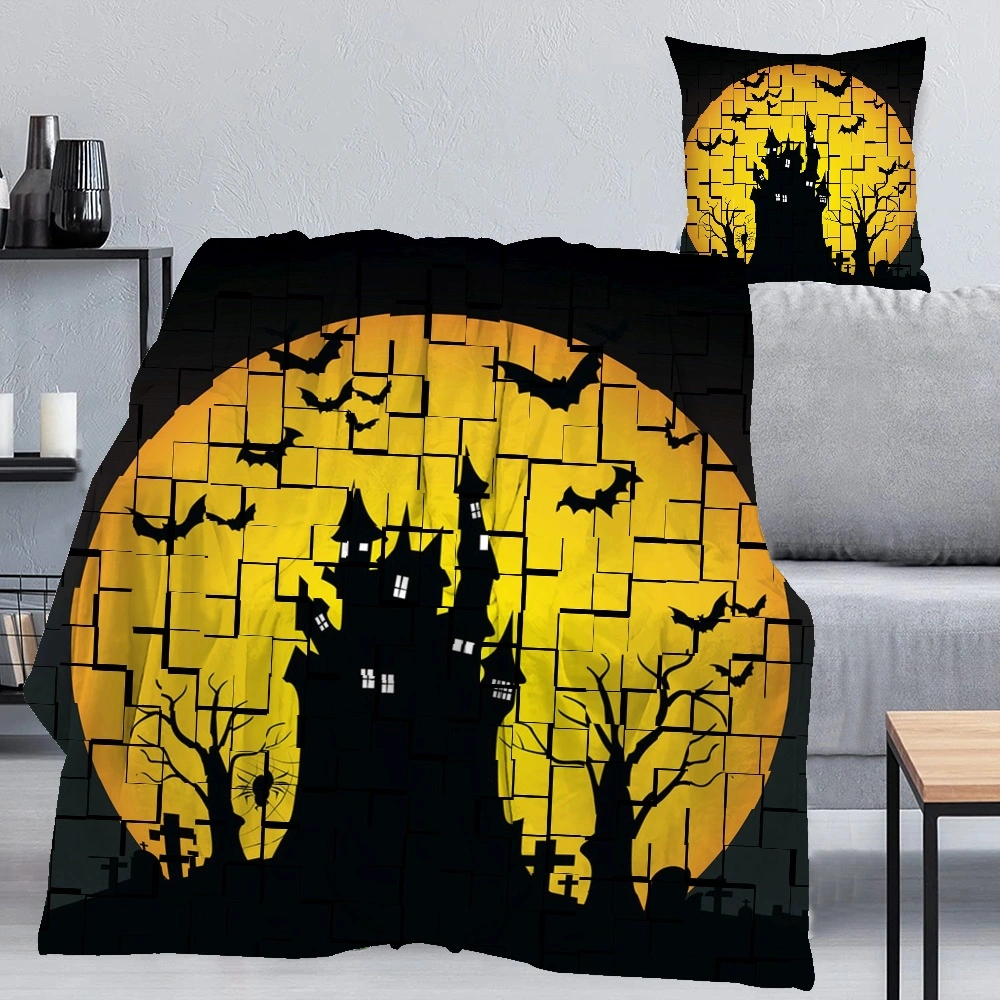 Halloween Blanket with Pillow Case,Batwing Skeleton Blanket for Bedroom Aesthetic,Rich Colors With Mushrooms and Skull Kisses Look so Blanket,#336,32x48''