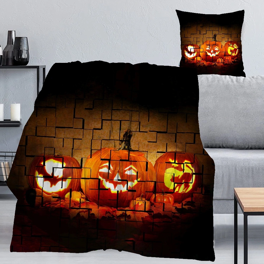 Halloween Blanket with Pillow Case,Batwing Skeleton Blanket for Bedroom Aesthetic,Rich Colors With Mushrooms and Skull Kisses Look so Blanket,#338,32x48''