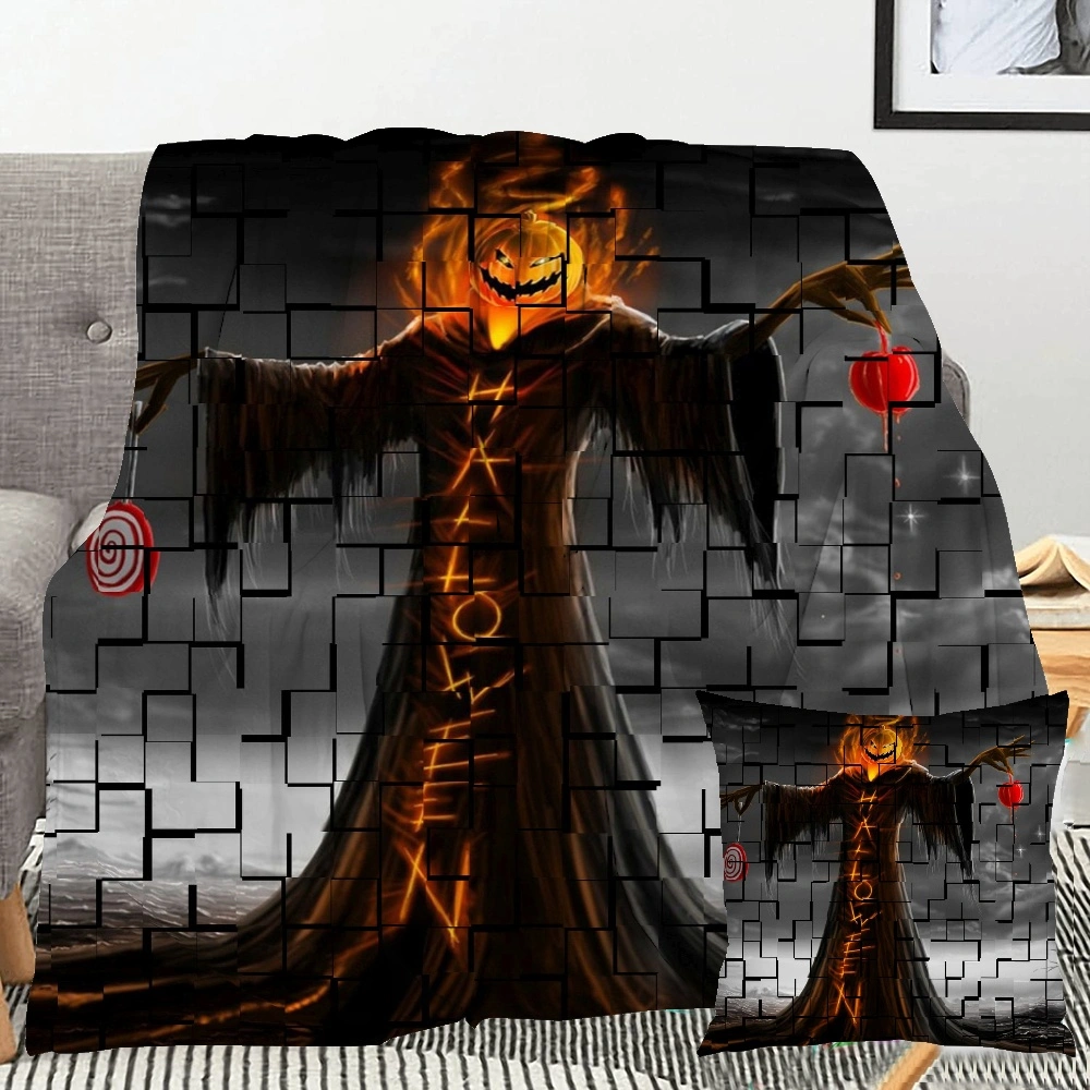 Halloween Blanket with Pillow Case,Broomstick Blanket for Bedroom Living Room Decor,,#392,32x48''