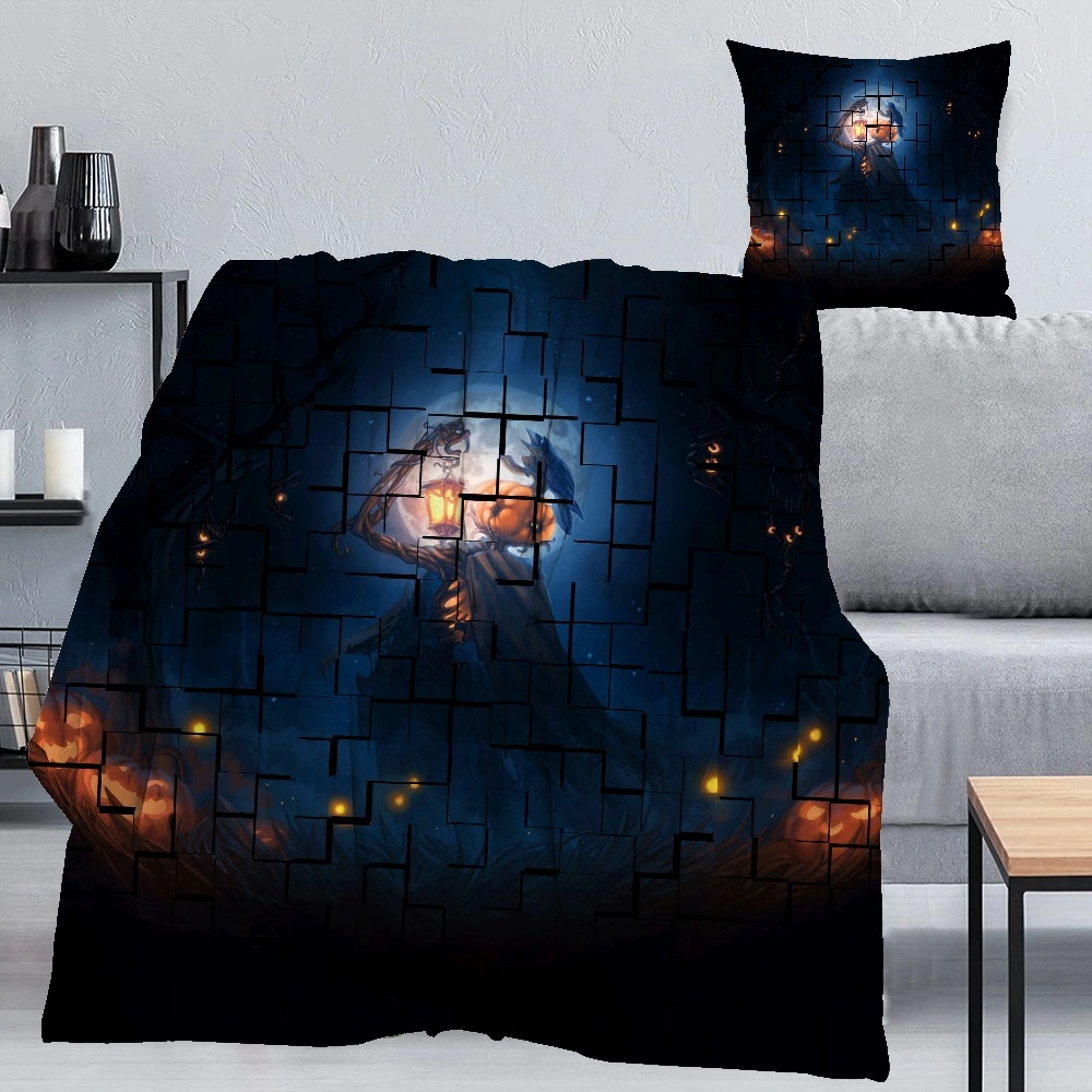 Halloween Blanket with Pillow Case,Broomstick Blanket for Bedroom Living Room Decor,,#400,32x48''