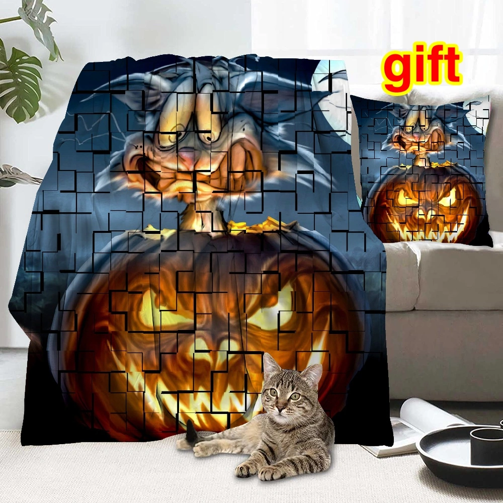 Halloween Blanket with Pillow Case,Broomstick Blanket for Home Decor Living Room College Dorm Bedroom,#408,32x48''