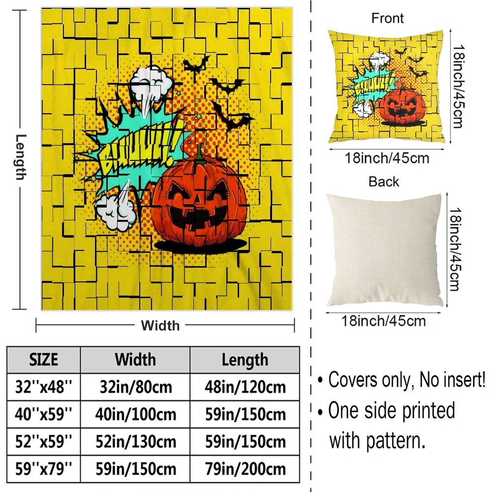 Halloween Blanket with Pillow Case,Candy Blanket for Bedroom Full Moon Bats Scary Horror Night Sky Blanket Living Room College Dorm,#421,32x48''