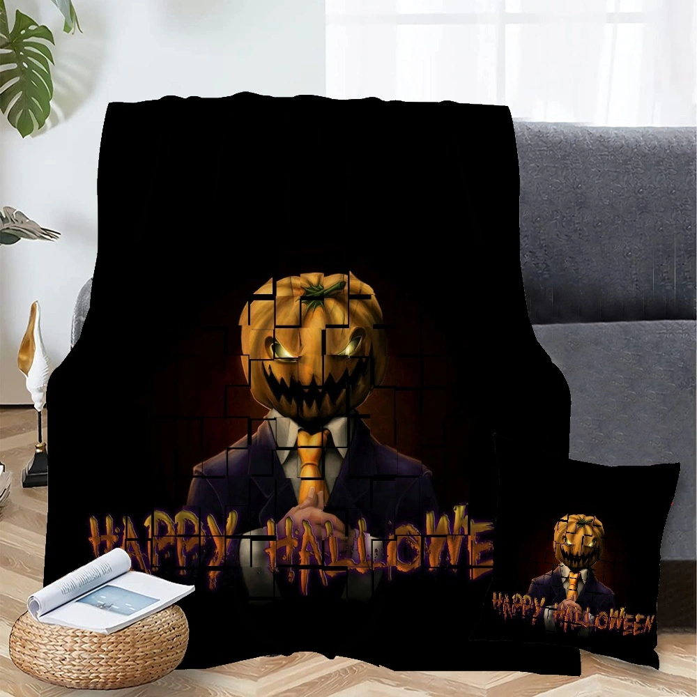 Halloween Blanket with Pillow Case,Candy Blanket for Bedroom Full Moon Bats Scary Horror Night Sky Blanket Living Room College Dorm,#428,32x48''