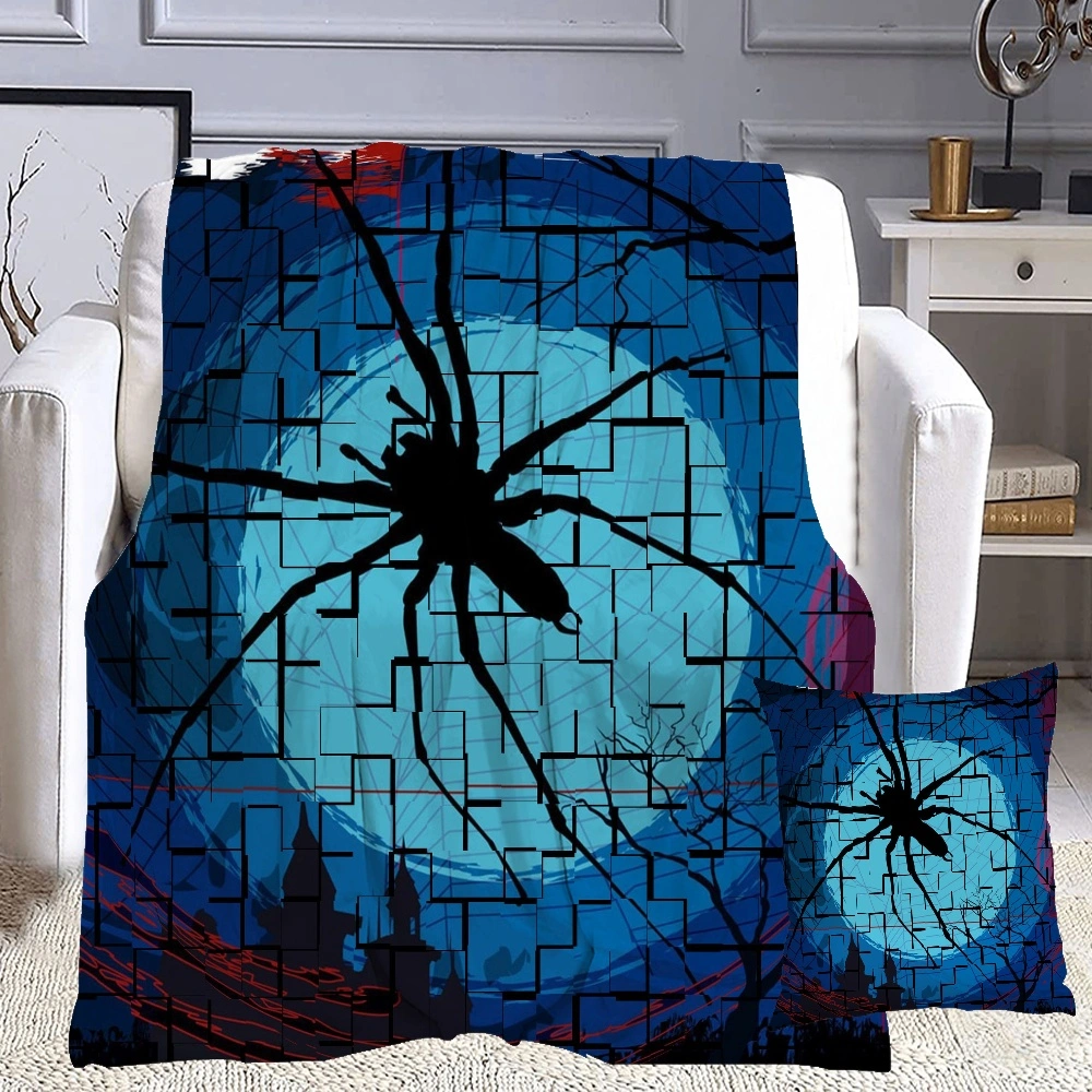 Halloween Blanket with Pillow Case,Candy Blanket for Bedroom Full Moon Bats Scary Horror Night Sky Blanket Living Room College Dorm,#430,32x48''