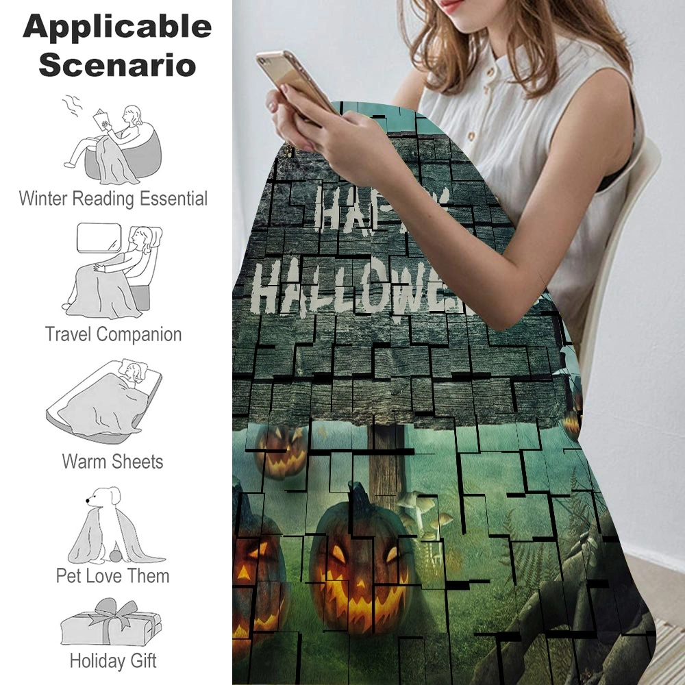 Halloween Blanket with Pillow Case,Candy Blanket for Bedroom Home Dorm Halloween Decor,#433,32x48''