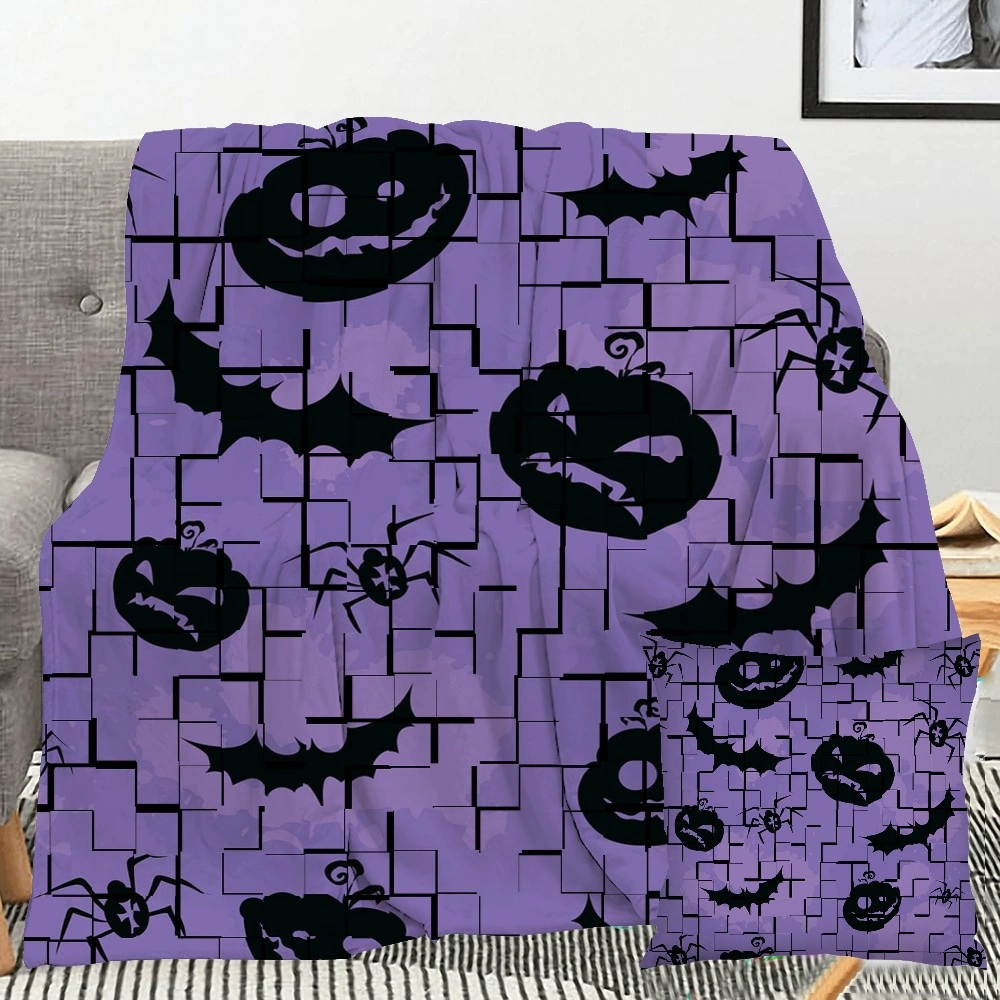 Halloween Blanket with Pillow Case,Candy Blanket for Bedroom Living Room Dorm Holiday Party,#448,32x48''