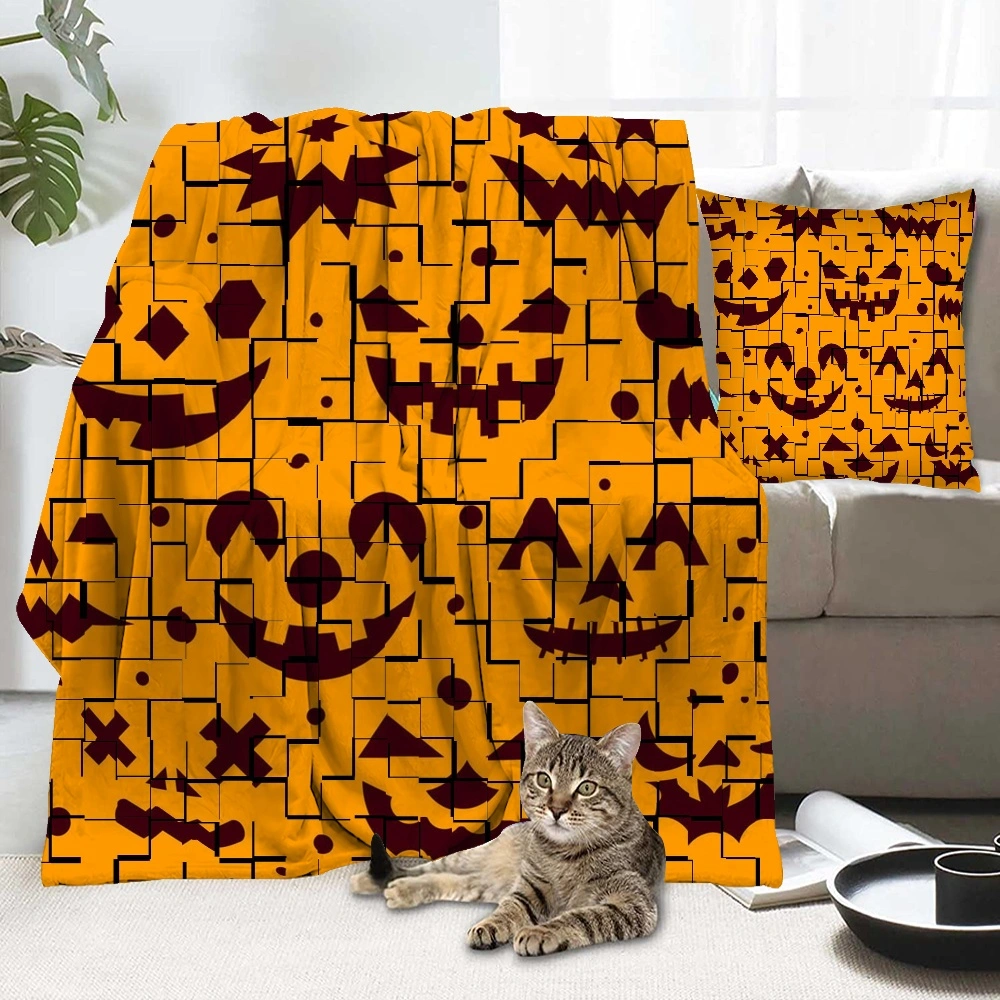 Halloween Blanket with Pillow Case,Candy Blanket for Bedroom Living Room Dorm Holiday Party,#447,32x48''