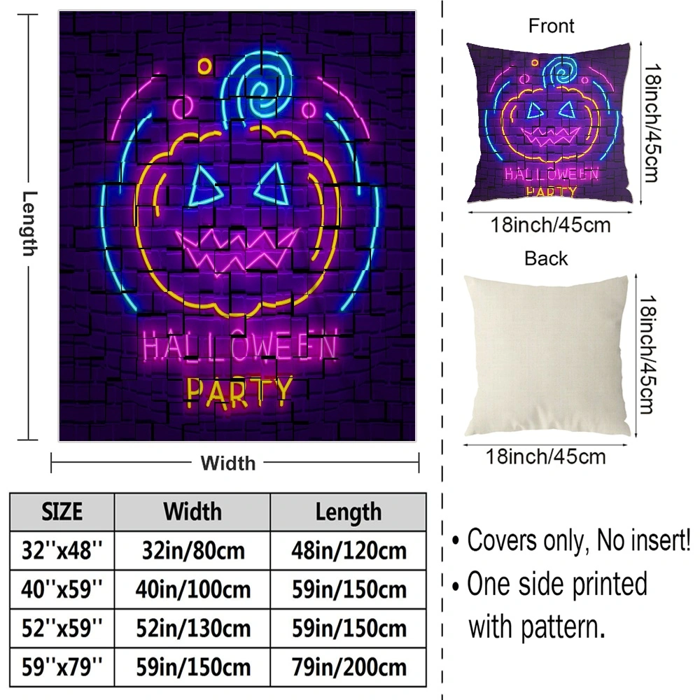 Halloween Blanket with Pillow Case,Candy Blanket for Men Women Gothic Hippie Halloween Bohemian Terror Rock and Roll Bedroom Living Room Dor,#458,32x48''