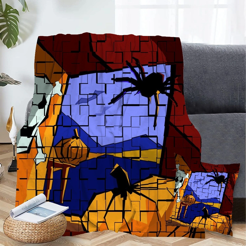 Halloween Blanket with Pillow Case,Cauldron Blanket for Bedroom Aesthetic and White Skeleton Blanket Large Goth Blanket,#469,32x48''