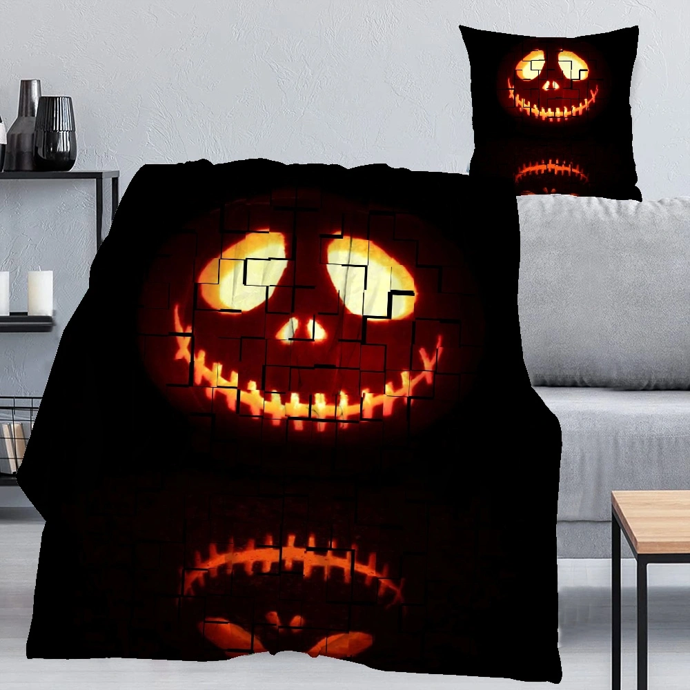 Halloween Blanket with Pillow Case,Creepy Graveyard Woods Moon Night Pumpkin,#491,32x48''