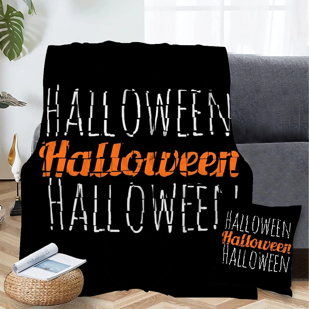 Halloween Blanket with Pillow Case,Creepy Graveyard Woods Moon Night Pumpkin,#496,32x48''