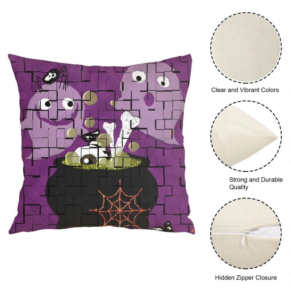 4Pcs Halloween Decorative Pillow Case- , Horror Skeleton Cemetery Pumpkin Lantern Misty Dead Halloween Pillow Case for Living Room Bedroom Dorm, apestry Decor,#024