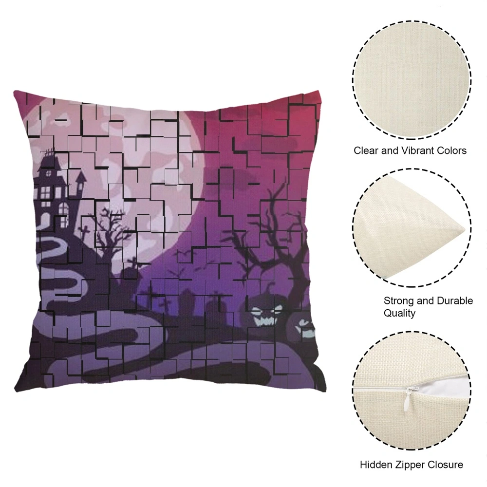 4Pcs Halloween Decorative Pillow Case- , Horror Skeleton Cemetery Pumpkin Lantern Misty Dead Halloween Pillow Case for Living Room Bedroom Dorm, apestry Decor,#026