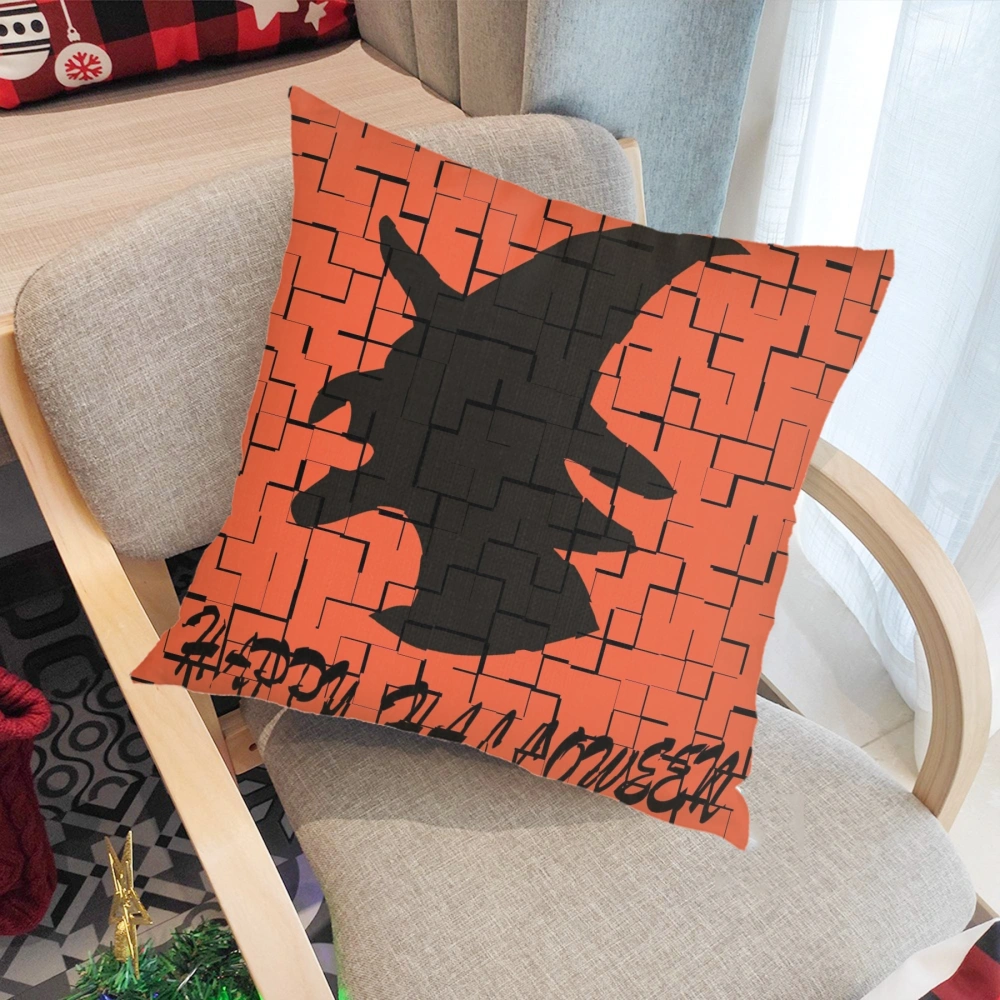 4Pcs Halloween Decorative Pillow Case- , Horror Skeleton Cemetery Pumpkin Lantern Misty Dead Halloween Pillow Case for Living Room Bedroom Dorm, apestry Decor,#028