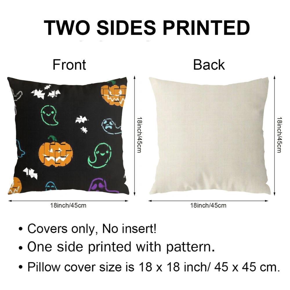 4Pcs Halloween Decorative Pillow Case-Autumn Thanksgiving Pumpkin Maple Leaves Sunflower Pillow Case for Bedroom Living Room College Dorm Halloween Decor Decorative Pillow Case,#056