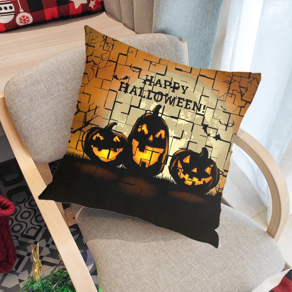 4Pcs Halloween Decorative Pillow Case-Bat Skull Pillow Case for Living Room Bedroom Dorm Holiday Party Decor,#069