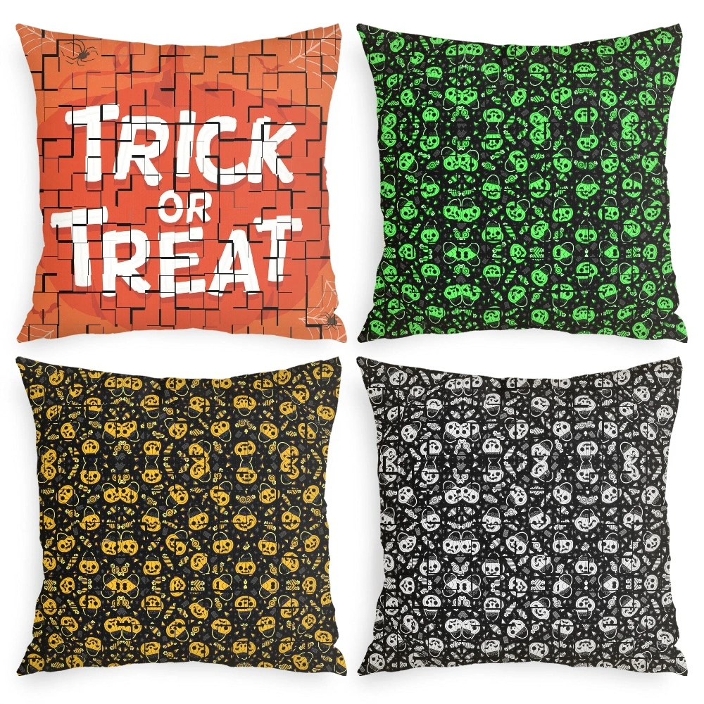 4Pcs Halloween Decorative Pillow Case-Bat Tomb Pillow Case for Living Room Dorm Home Decor,#075