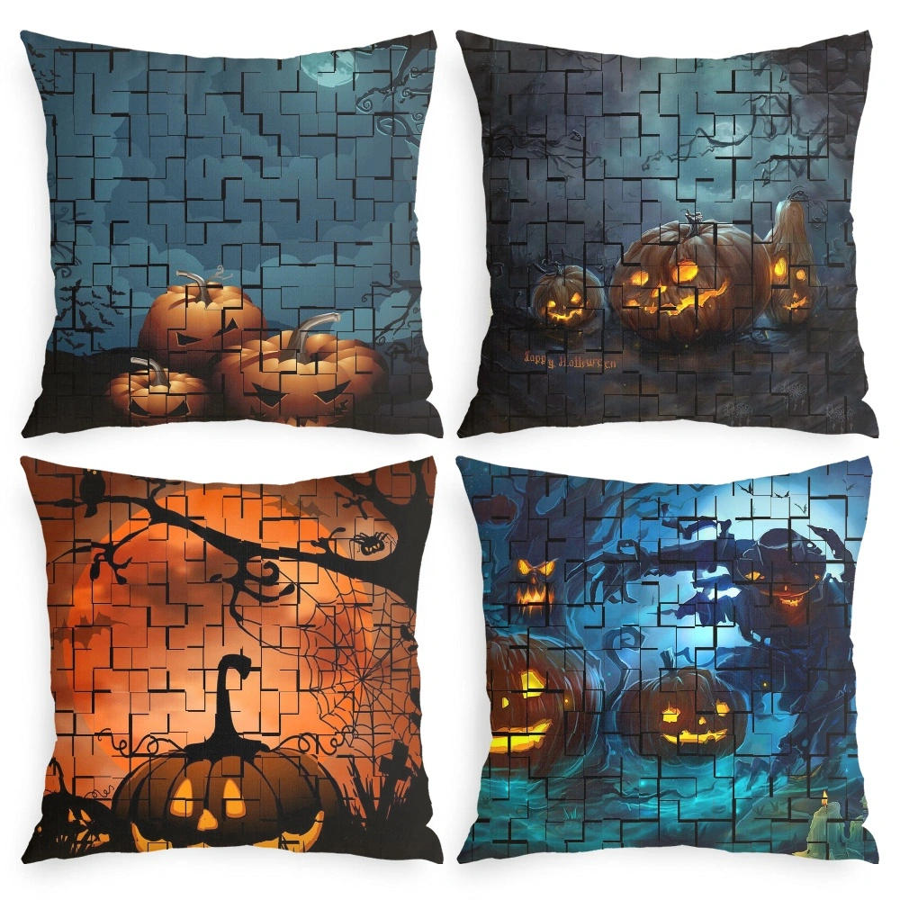 4Pcs Halloween Decorative Pillow Case-Broomstick Pillow Case for Bedroom Aesthetic,#096