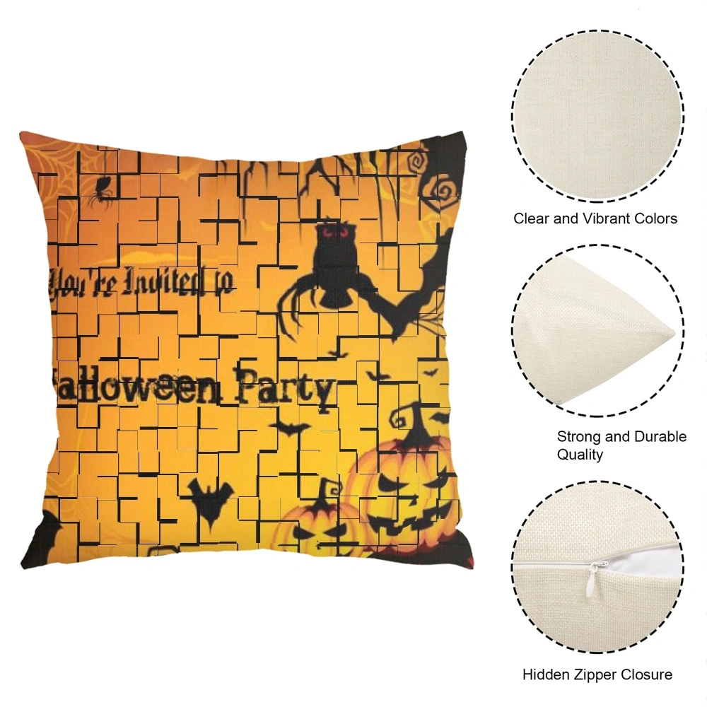 Halloween Decorative Pillow Case, Halloween Pillow Case for Bedroom Living Room Dorm Man Cave,#017