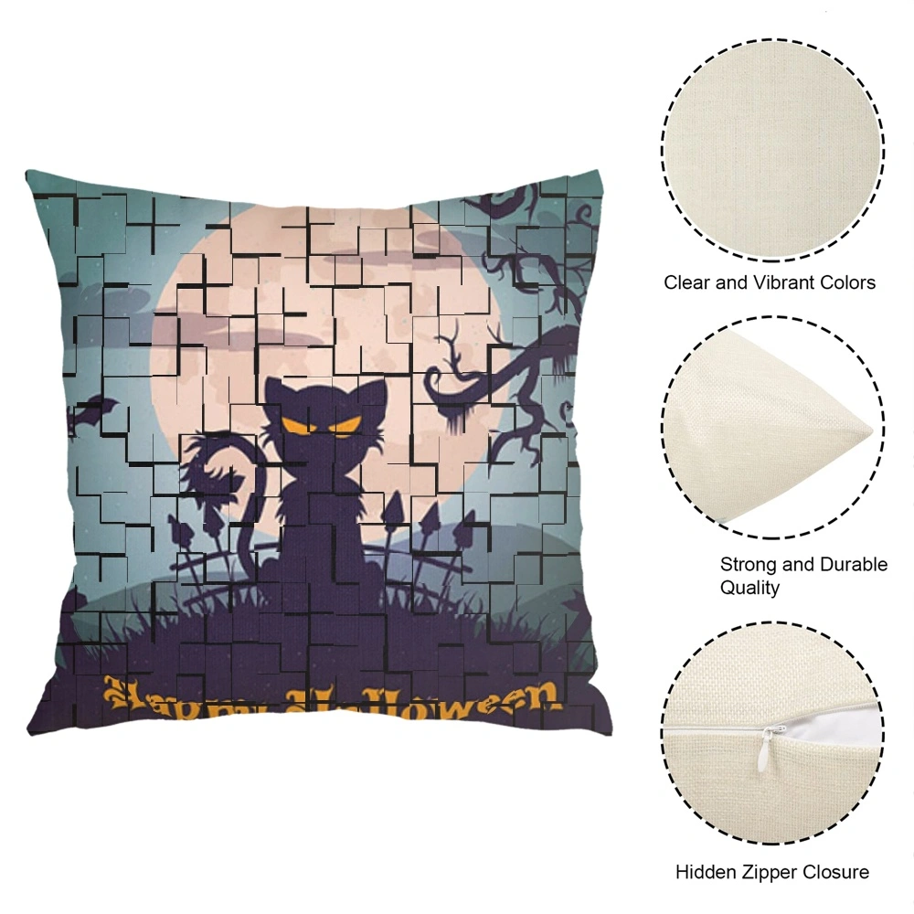 Halloween Decorative Pillow Case, Horror Skeleton Cemetery Pumpkin Lantern Misty Dead Halloween Pillow Case for Bedroom Living Room Decor,#085