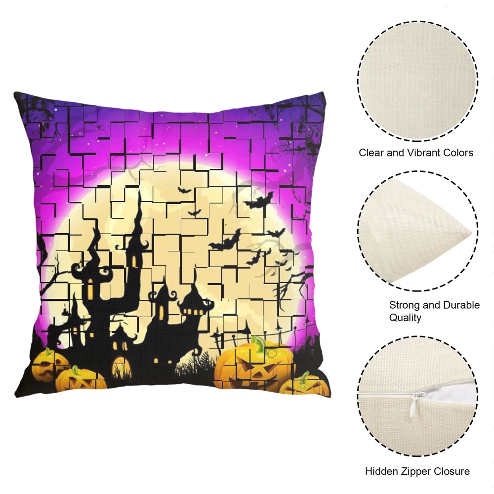 Halloween Decorative Pillow Case, Horror Skeleton Cemetery Pumpkin Lantern Misty Dead Halloween Pillow Case for Bedroom Living Room Indie Decor WxH,#091