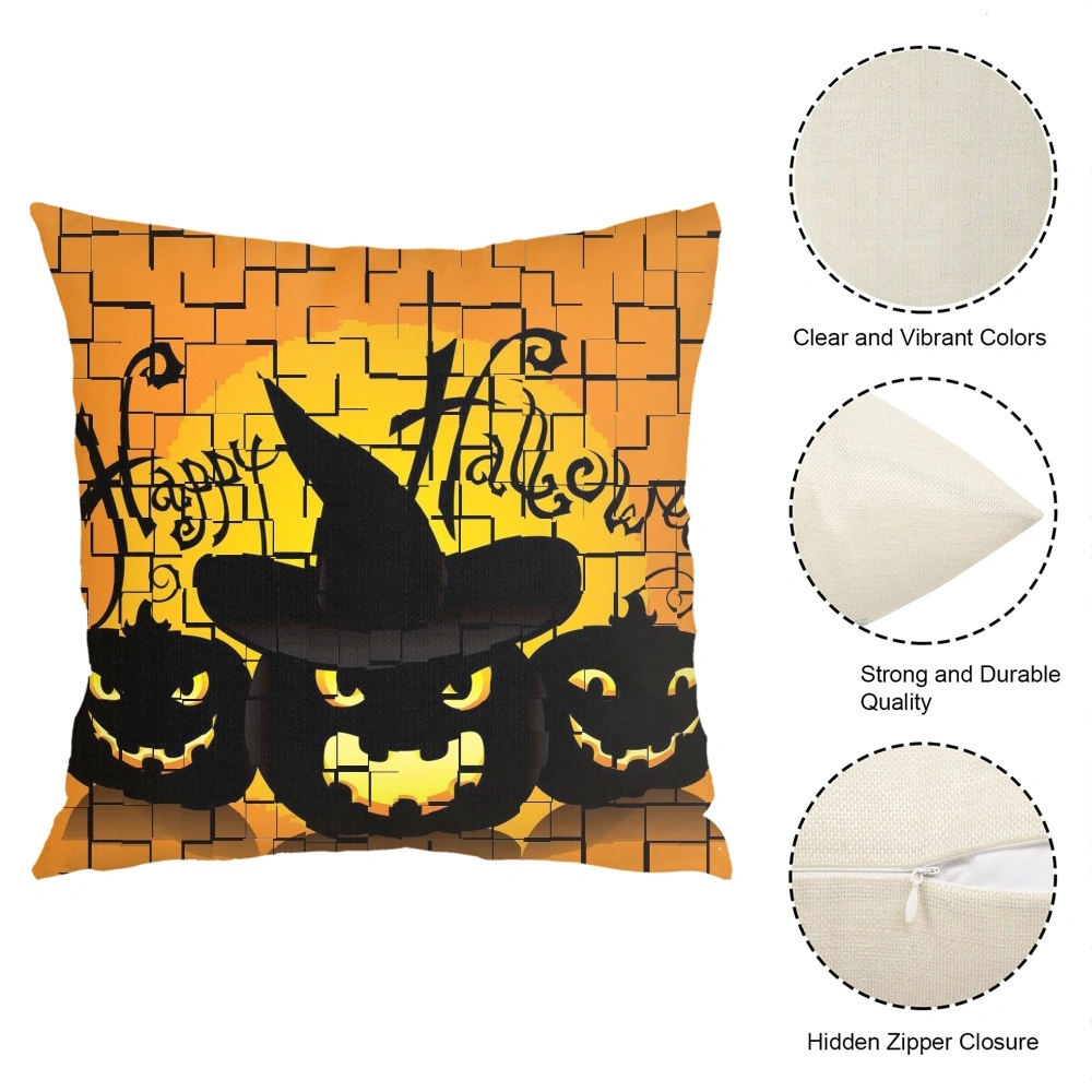 Halloween Decorative Pillow Case, Horror Skeleton Cemetery Pumpkin Lantern Misty Dead Halloween Pillow Case for Living Room Bedroom Dorm, apestry Decor,#106