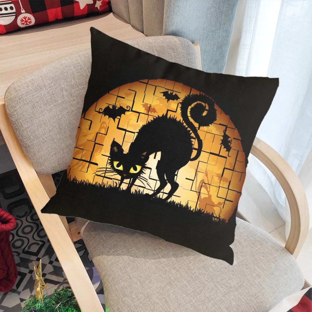 Halloween Decorative Pillow Case, Horror Skeleton Cemetery Pumpkin Lantern Misty Dead Halloween Pillow Case for Living Room Bedroom Dorm, apestry Decor,#109