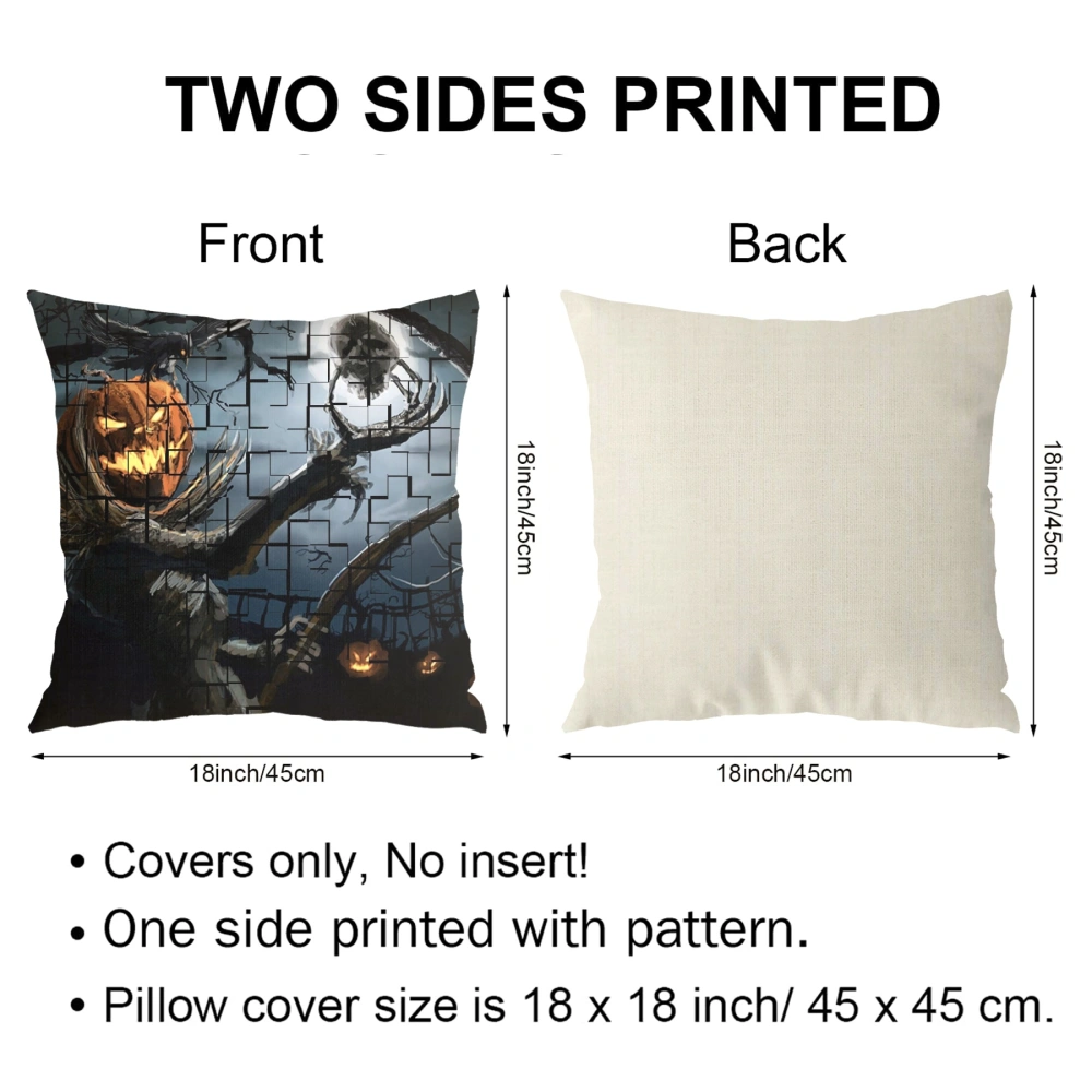 Halloween Decorative Pillow Case-Bat Skull Pillow Case for Bedroom Décor,#215