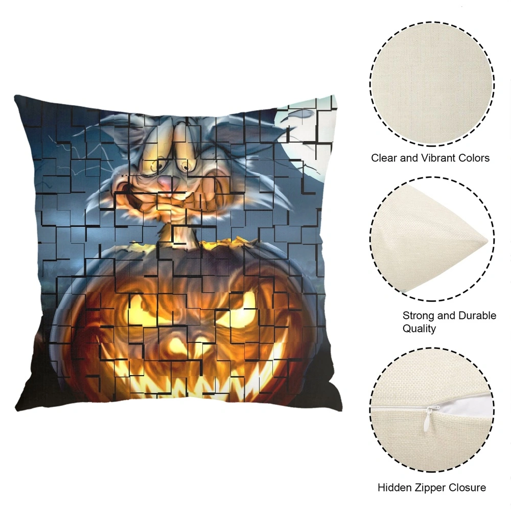 Halloween Decorative Pillow Case-Bat Skull Pillow Case for Bedroom Décor,#217