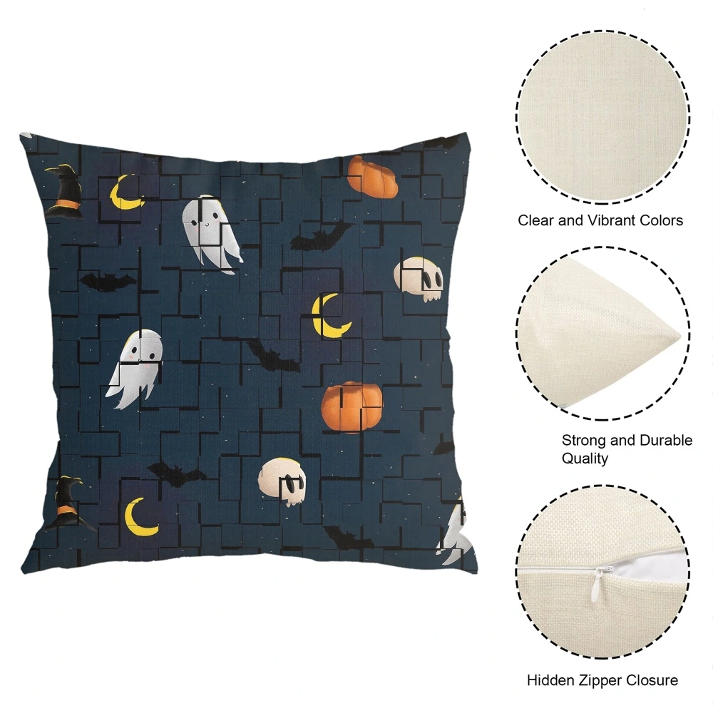 Halloween Decorative Pillow Case-Bat Skull Pillow Case for Living Room Bedroom Dorm Holiday Party Decor,#227