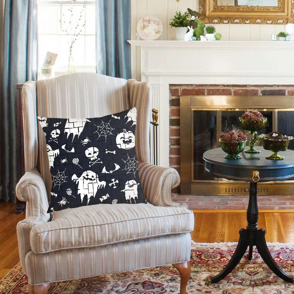 Halloween Decorative Pillow Case-Bat Skull Pillow Case for Living Room Bedroom Dorm Holiday Party Decor,#228