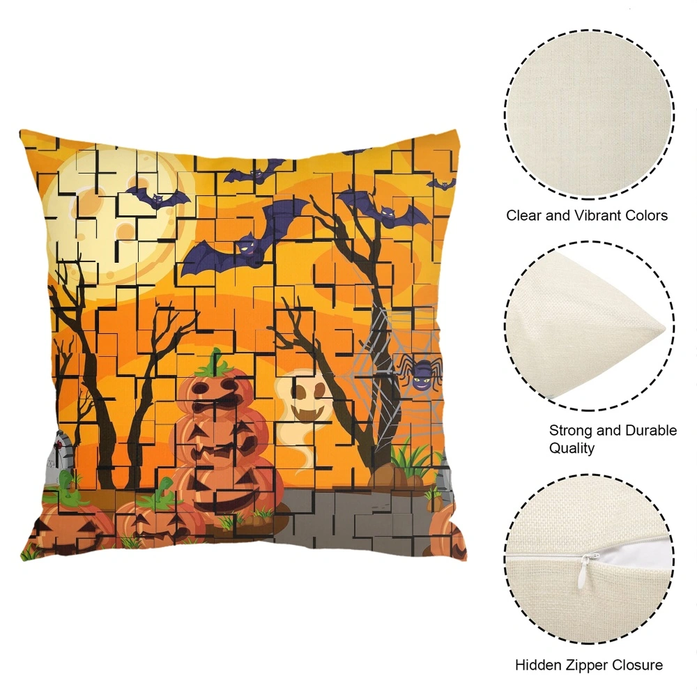 Halloween Decorative Pillow Case-Bat Tomb Pillow Case for Bedroom Living Room Dorm Decor,#246