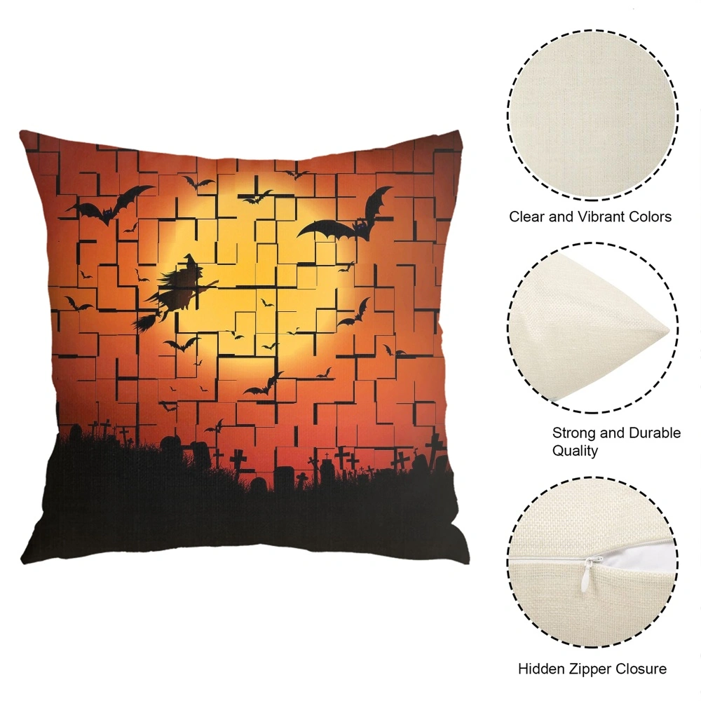 Halloween Decorative Pillow Case-Bat Tomb Pillow Case for Living Room Dorm Home Decor,#270