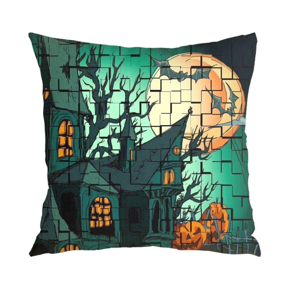 Halloween Decorative Pillow Case-Broomstick Pillow Case for Bedroom Aesthetic,#317