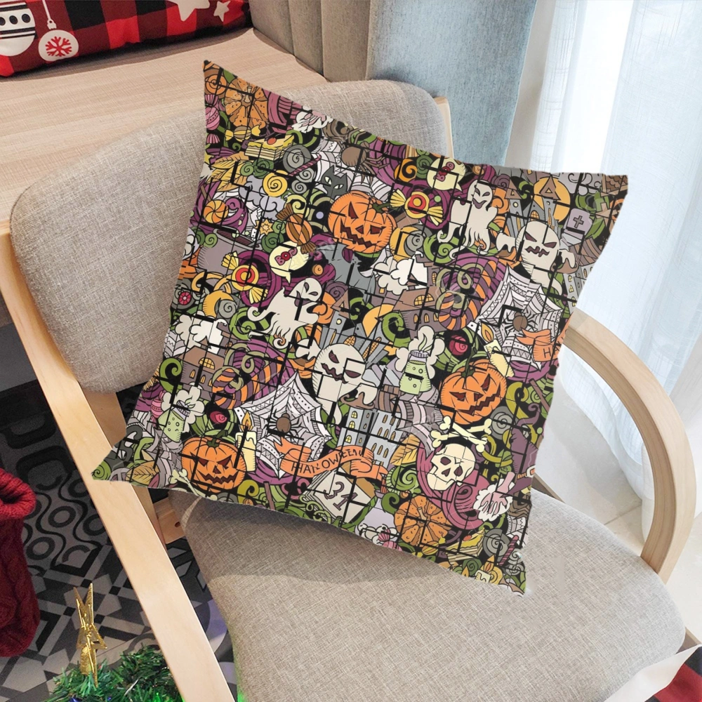 Halloween Decorative Pillow Case-Broomstick Pillow Case for Bedroom, Aesthetic Art Pillow Case,#331