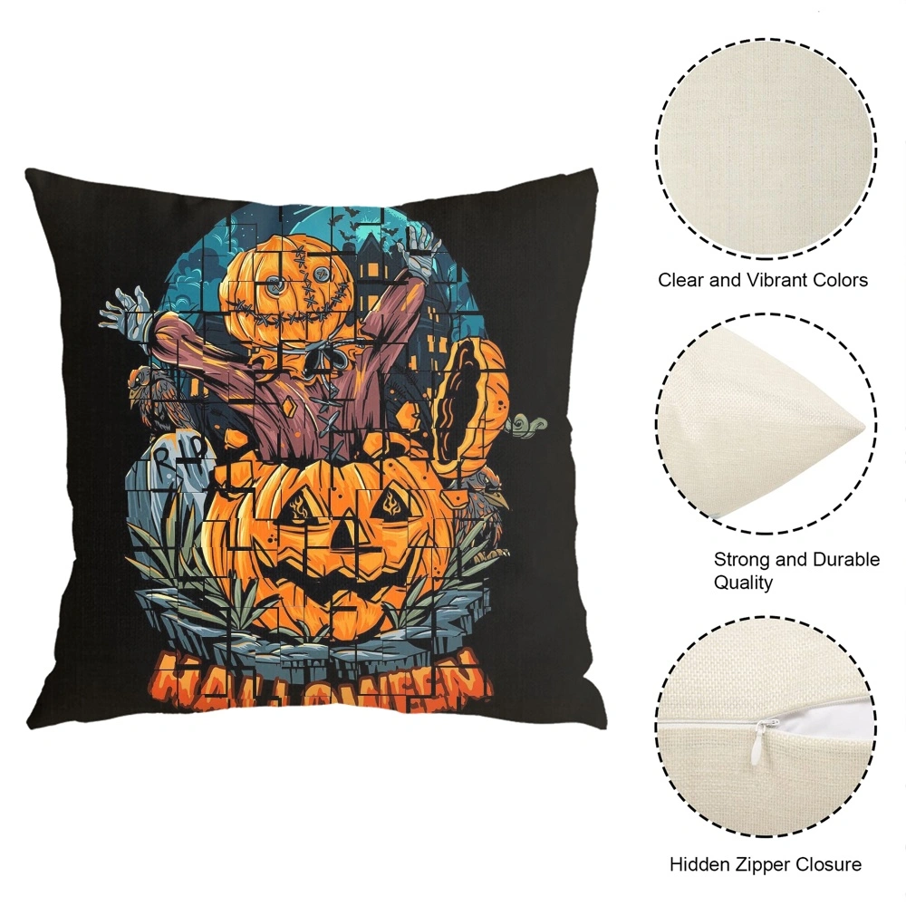 Halloween Decorative Pillow Case-Broomstick Pillow Case for Men Women Gothic Hippie Halloween Bohemian Terror Rock and Roll Bedroom Living Room Dor,#350