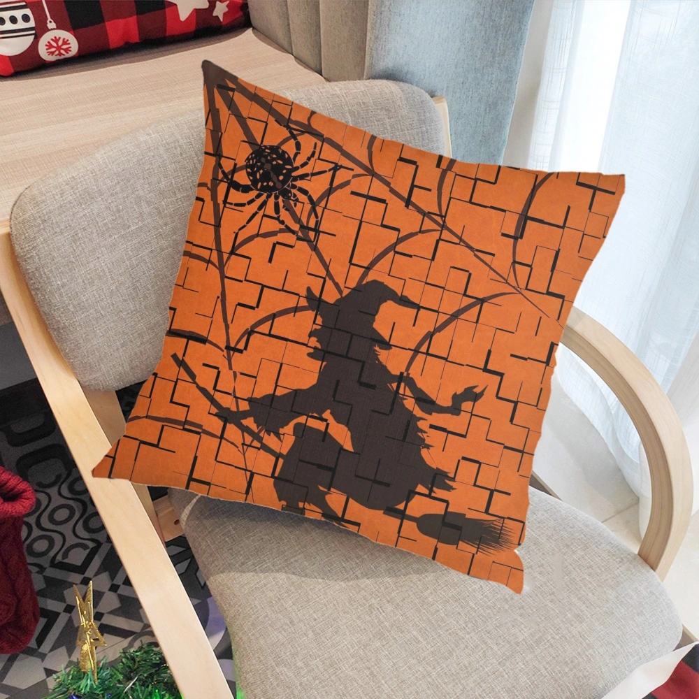 Halloween Decorative Pillow Case-Broomstick Pillow Case for Men Women Gothic Hippie Halloween Bohemian Terror Rock and Roll Bedroom Living Room Dor,#348