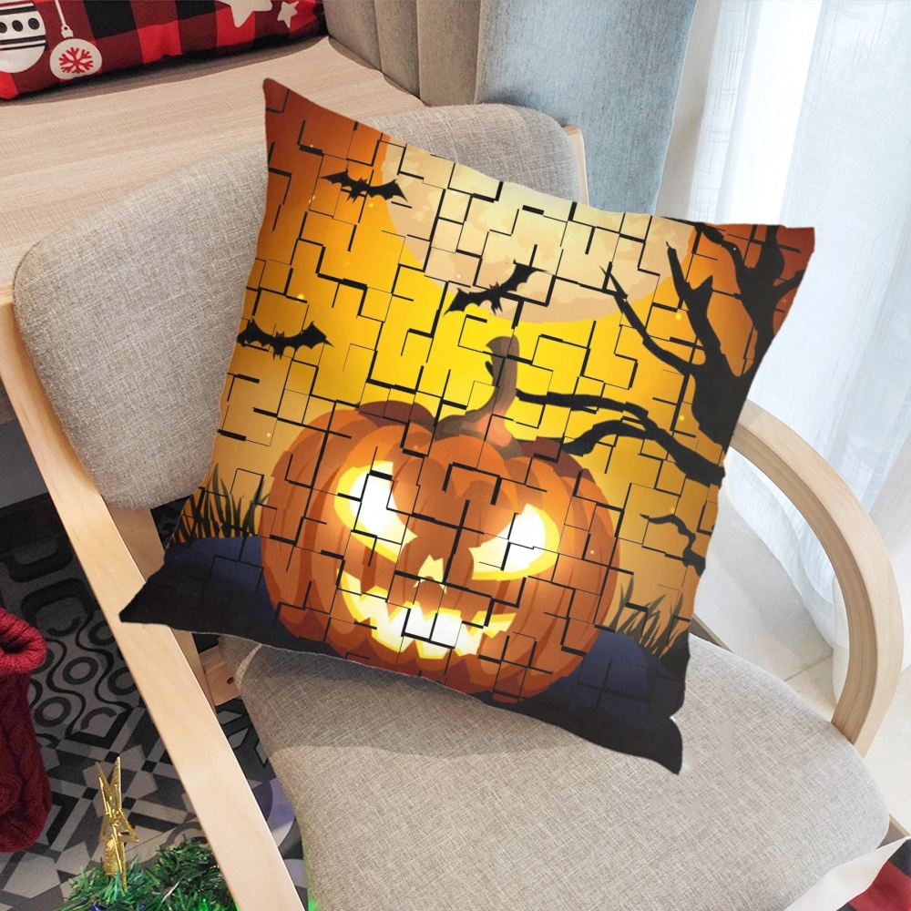 Halloween Decorative Pillow Case-Creepy Graveyard Woods Moon Night Pumpkin-Lantern Decor Pillow Case for Bedroom Aesthetic, Pillow Case Room Decor Gift,#414