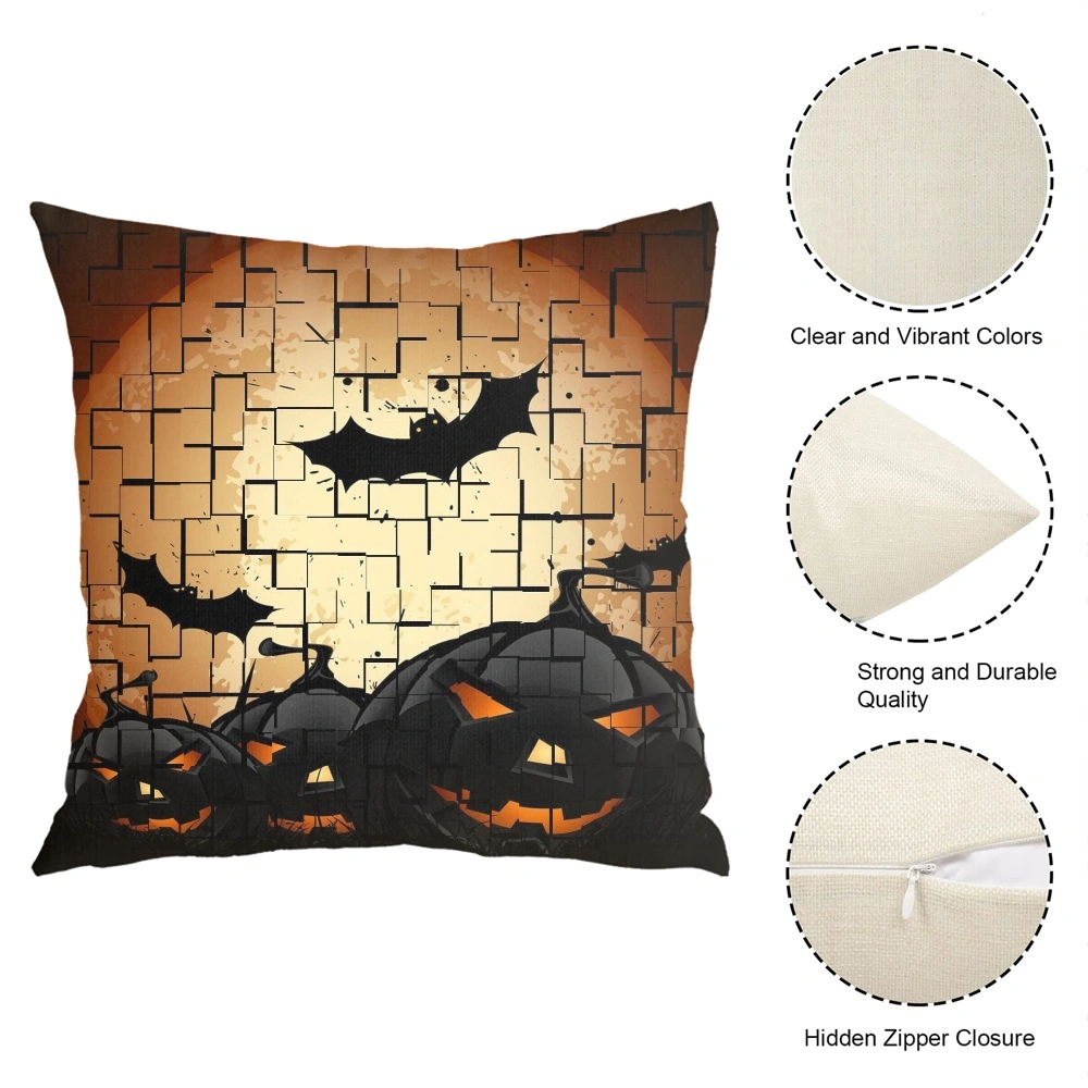 Halloween Decorative Pillow Case-Creepy Graveyard Woods Moon Night Pumpkin-Lantern Decor Pillow Case for Bedroom Living Room Dorm Home Decor,#425