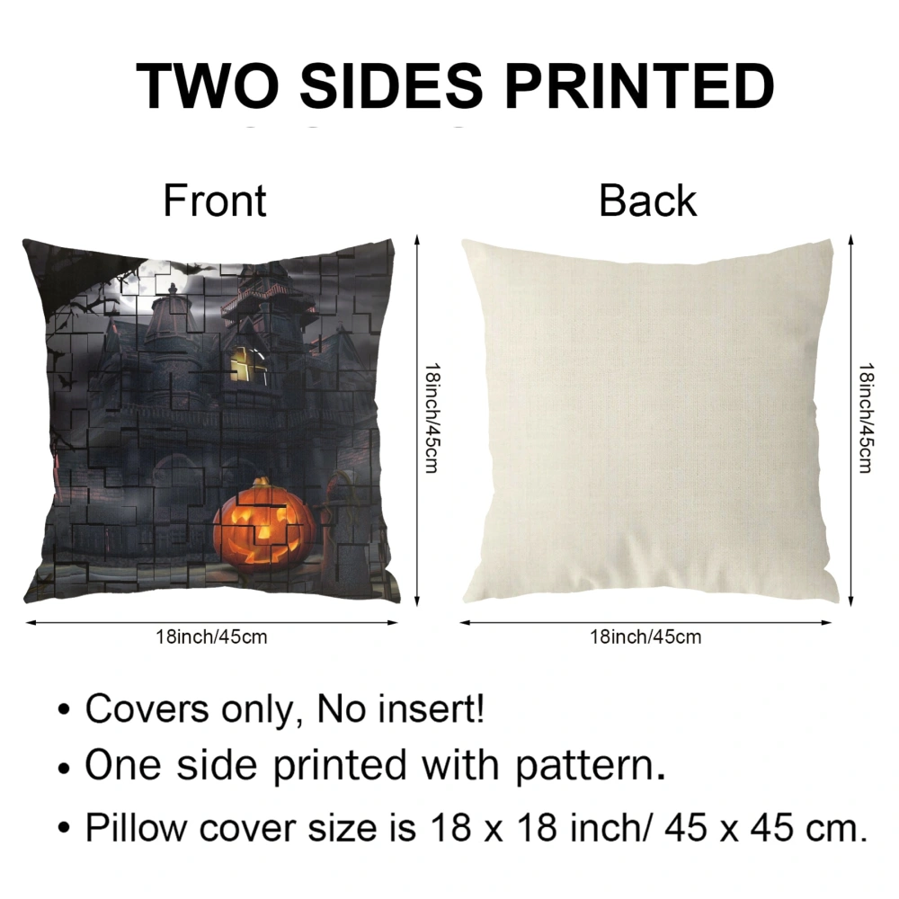 Halloween Decorative Pillow Case-Creepy Graveyard Woods Moon Night Pumpkin-Lantern Decor Pillow Case for Bedroom Living Room Dorm Home Decor,#429