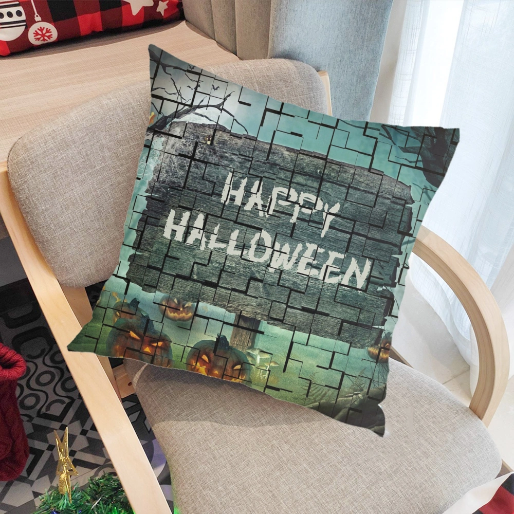 Halloween Decorative Pillow Case-Creepy Graveyard Woods Moon Night Pumpkin-Lantern Decor Pillow Case for Halloween, Christmas, Birthday and etc,#433