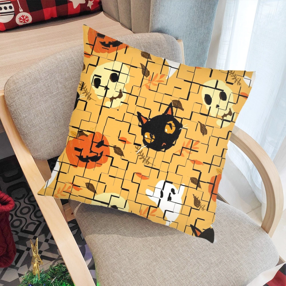 Halloween Decorative Pillow Case-Creepy Graveyard Woods Moon Night Pumpkin-Lantern Decor Pillow Case for Teens/Girl,#446