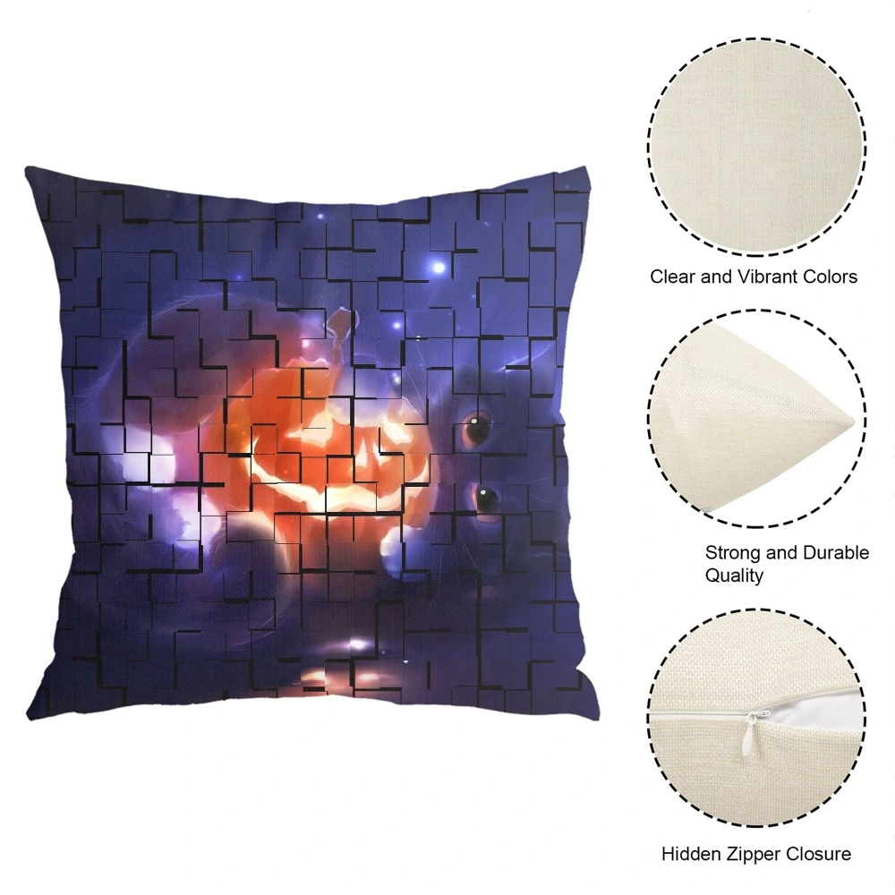 Halloween Decorative Pillow Case-Dancing Skull Pillow Case for Bedroom Orange Night Sky Haunted,#472