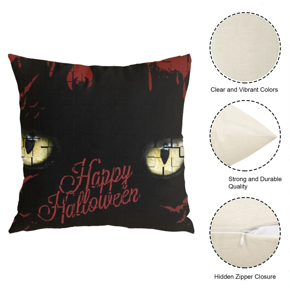 Halloween Decorative Pillow Case-Dancing Skull Pillow Case for Bedroom Orange Night Sky Haunted,#477