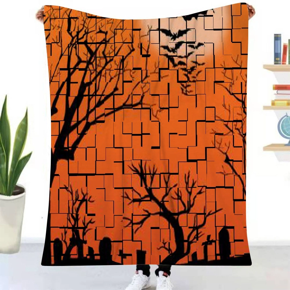 Halloween Blanket, Halloween Blanket for Bedroom Living Room College Dorm Halloween Decor Decorative Blanket,#053