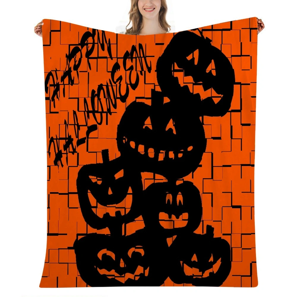 Halloween Blanket, Horror Skeleton Cemetery Pumpkin Lantern Misty Dead Halloween Blanket for Bedroom College Dorm Decor,#112